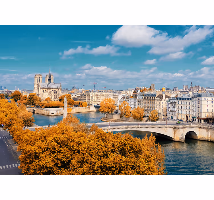 Fotobehang parijs notre dame herfstzicht - TenStickers