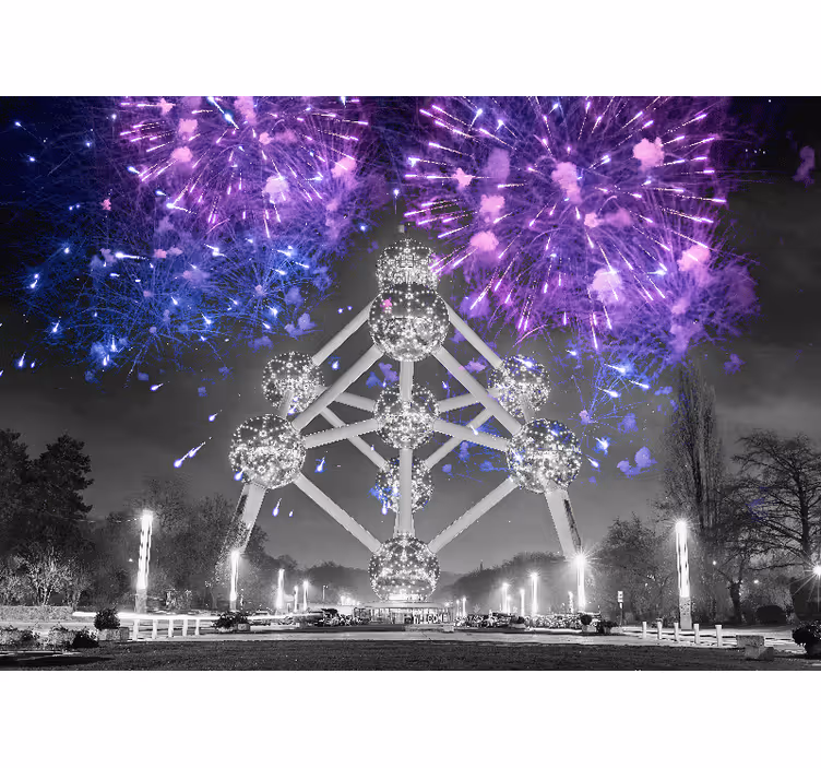 Atomium vuurwerkshow fotobehang steden en landen - TenStickers