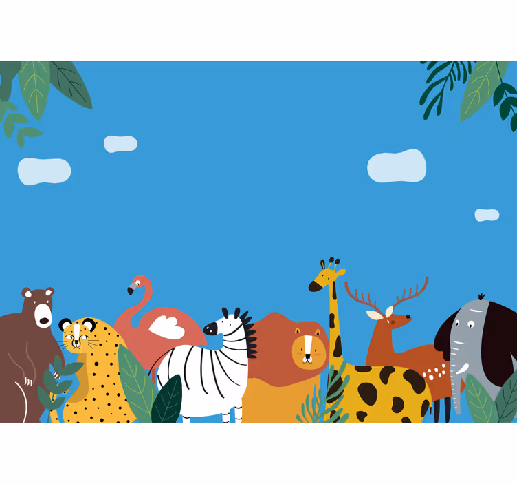 Kleurrijke dierenparade fotobehang dieren - TenStickers
