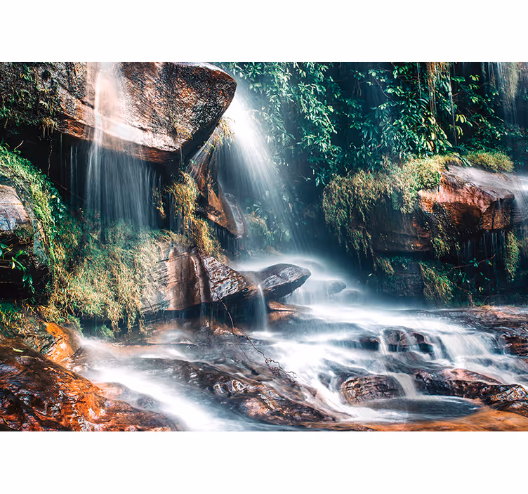Sereen watervallandschap foto behang natuur - TenStickers