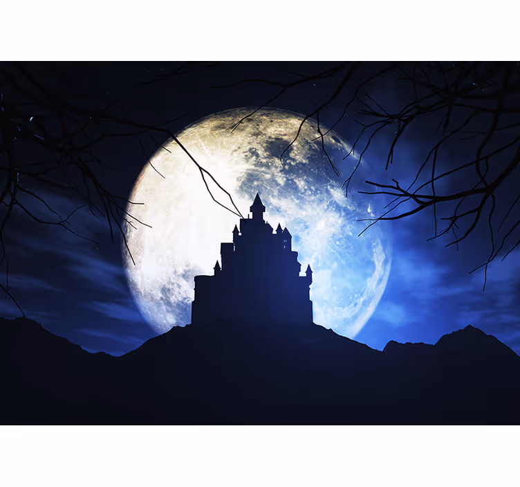 Maanverlicht kasteel fotobehang fantasie - TenStickers