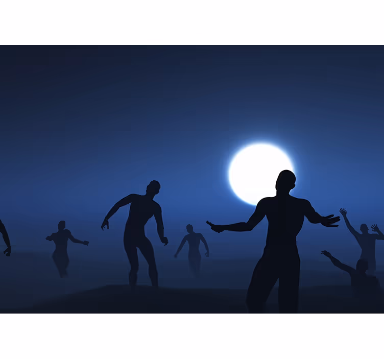 Fotobehang slaapkamer Enge zombies in mist - TenStickers