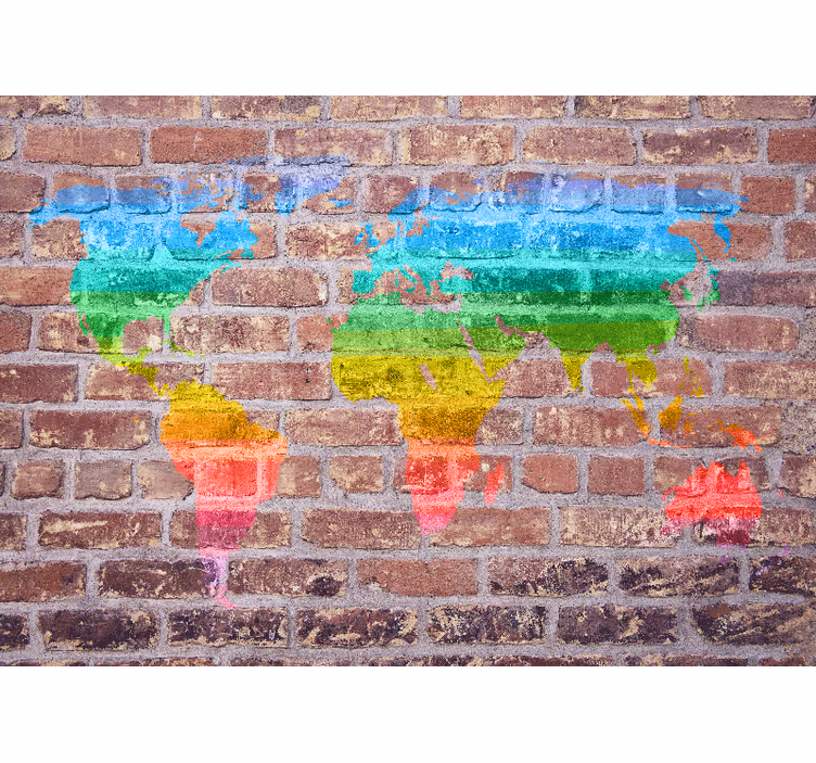 Fotobehang wereldkaart kleurrijke geografische weergave - TenStickers
