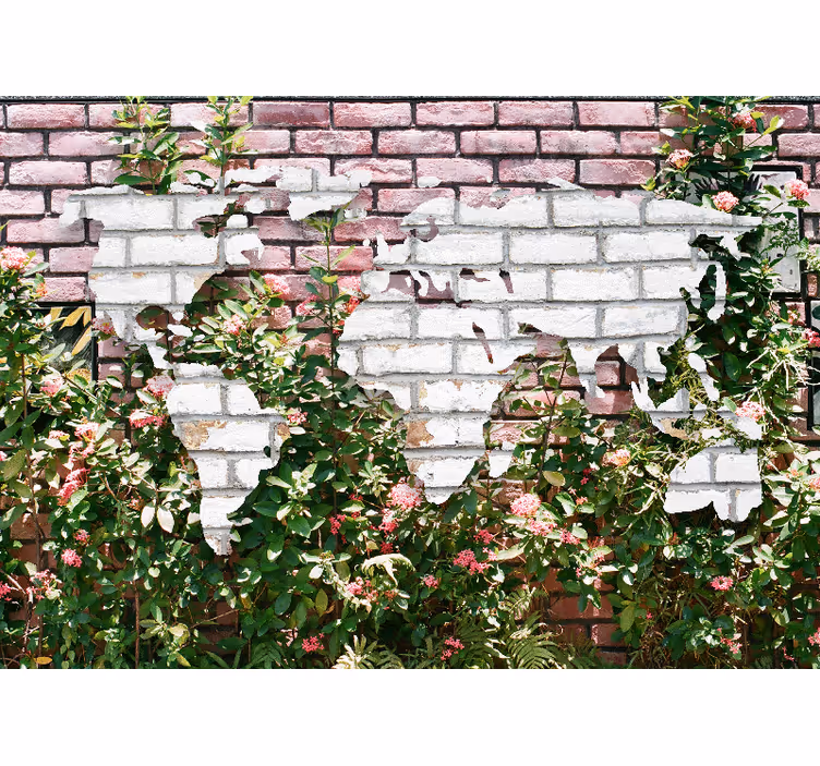 Fotobehang wereldkaart bloeiende wereldkaart - TenStickers