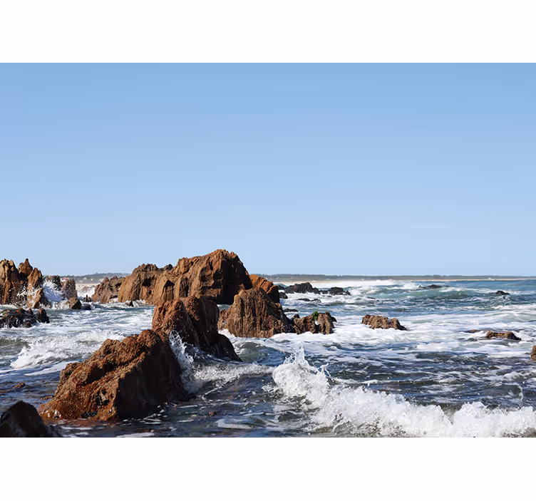 Uitzicht op rotsachtige kustlijn fotobehang strand - TenStickers