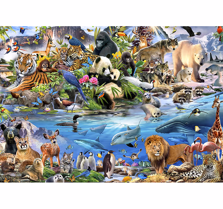 Wildlife safari-scène foto behang kinderkamer - TenStickers