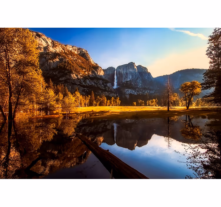 Serene bergweerspiegeling fotobehang landschap - TenStickers