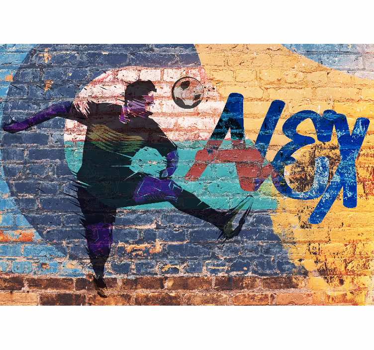 Graffiti fotobehang voetballer in actie - TenStickers