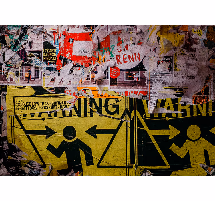 Graffiti fotobehang stedelijke waarschuwingsborden - TenStickers