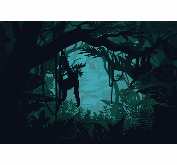 Levendig junglelandschap foto behang jungle - TenStickers