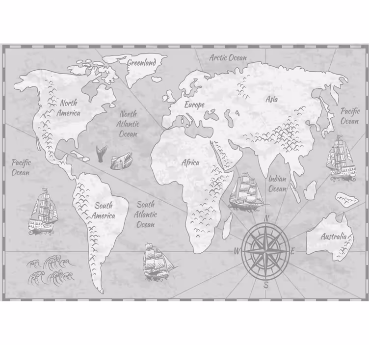 Fotobehang wereldkaart cartografische verkenning - TenStickers