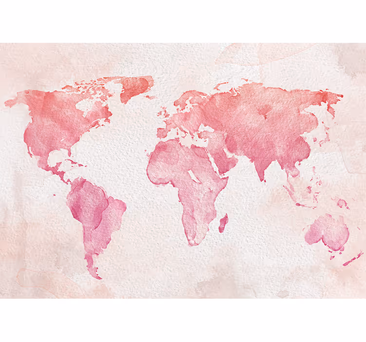 Fotobehang wereldkaart aquarel wereldomtrek - TenStickers