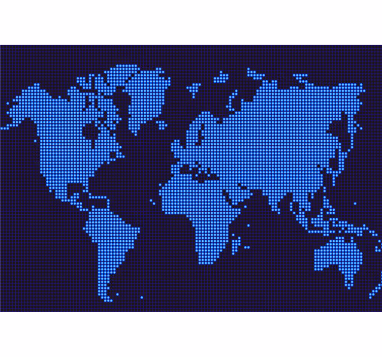Gepixelde wereldweergave fotobehang wereldkaart - TenStickers