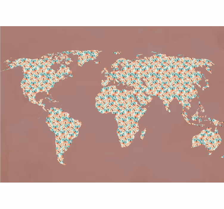 Fotobehang wereldkaart wereldkaart patroon - TenStickers