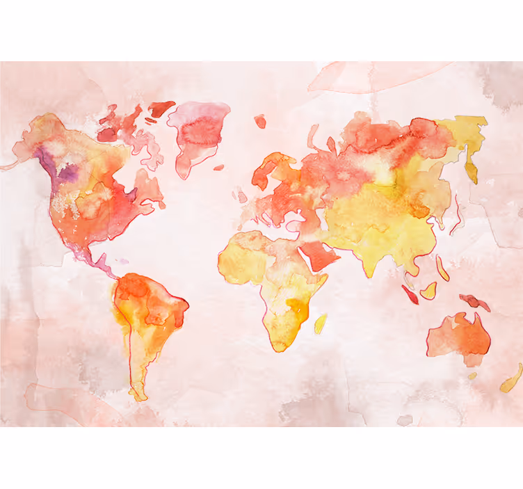 Fotobehang wereldkaart watercolor wereldkaart - TenStickers