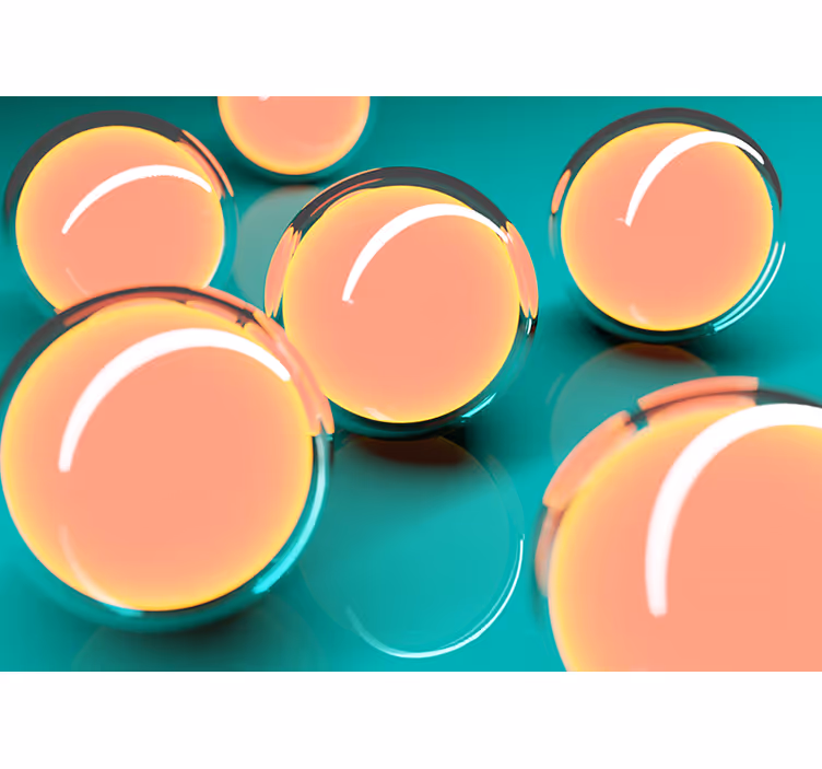 Zwevende transparante bollen abstract fotobehang - TenStickers