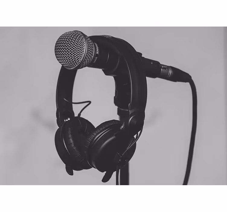 Fotobehang muziek microfoon en hoofdtelefoon - TenStickers