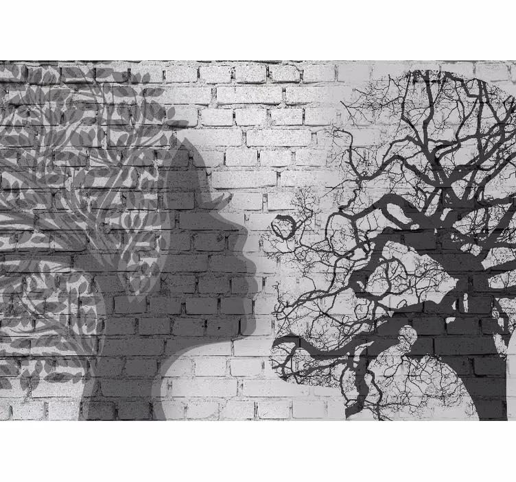 Fotobehang kunst vrouw silhouet profiel - TenStickers
