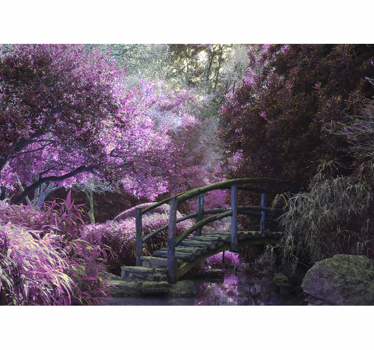 Serene brug landschap foto behang natuur - TenStickers