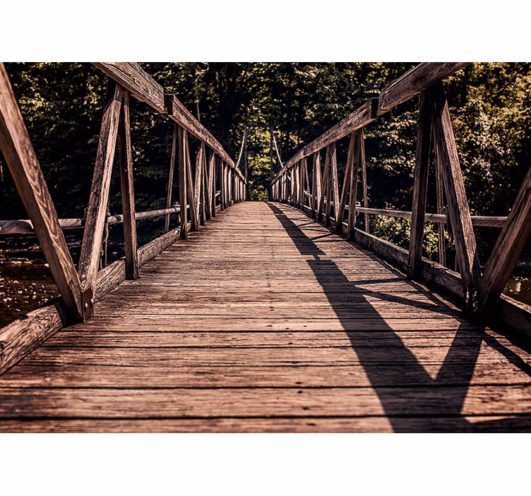 Fotobehang landschap houten brugpad - TenStickers