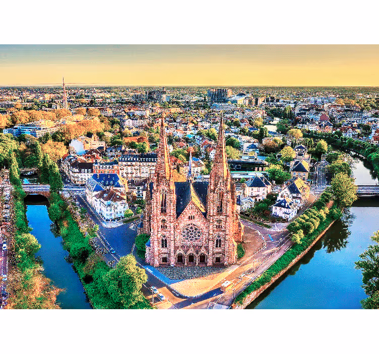 Luchtfoto kathedraal fotobehang steden en landen - TenStickers