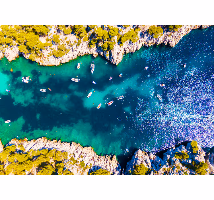 Luchtfoto van de kust fotobehang landschap - TenStickers
