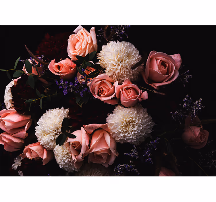 Sierlijke botanische compositie fotobehang bloemen - TenStickers