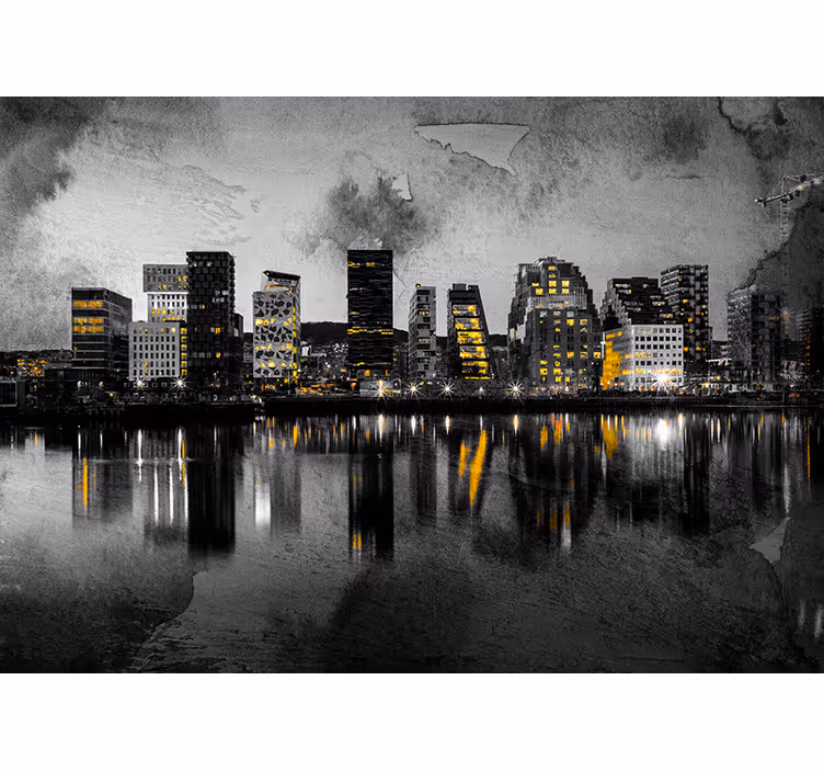 Moderne skyline weerspiegeling fotobehang steden en landen - TenStickers