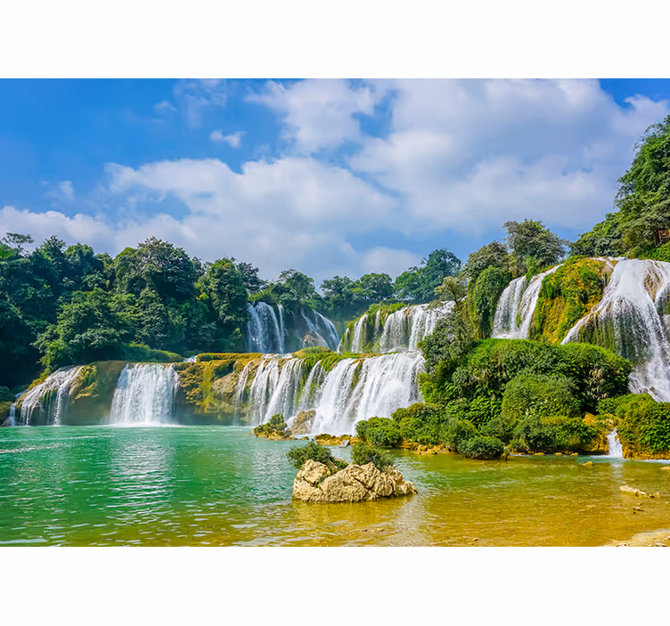 Foto behang waterval rustgevende waterval uitzicht - TenStickers