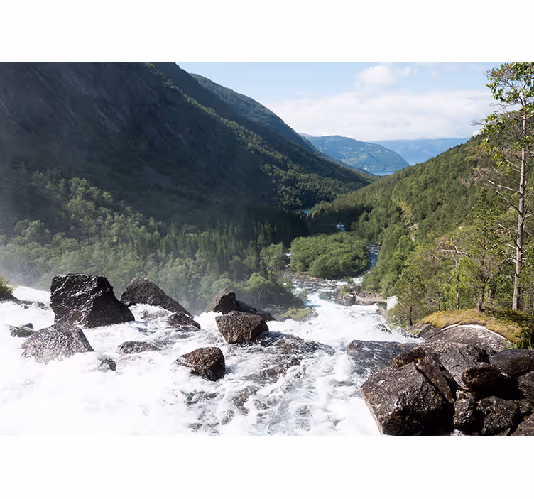 Foto behang natuur stromend rivierenlandschap - TenStickers