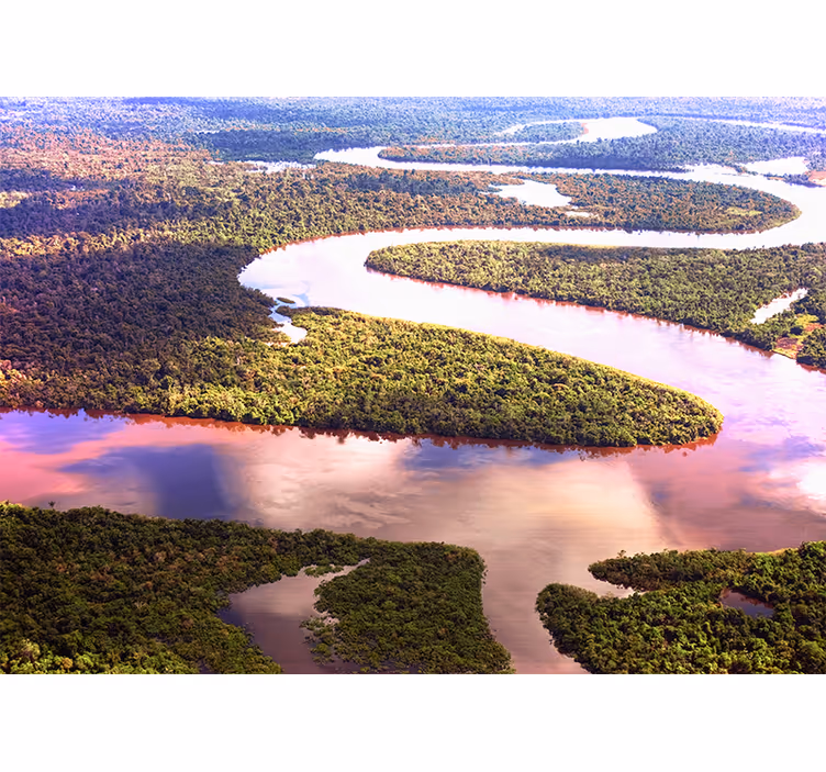 Fotobehang landschap kronkelige rivier landschap - TenStickers