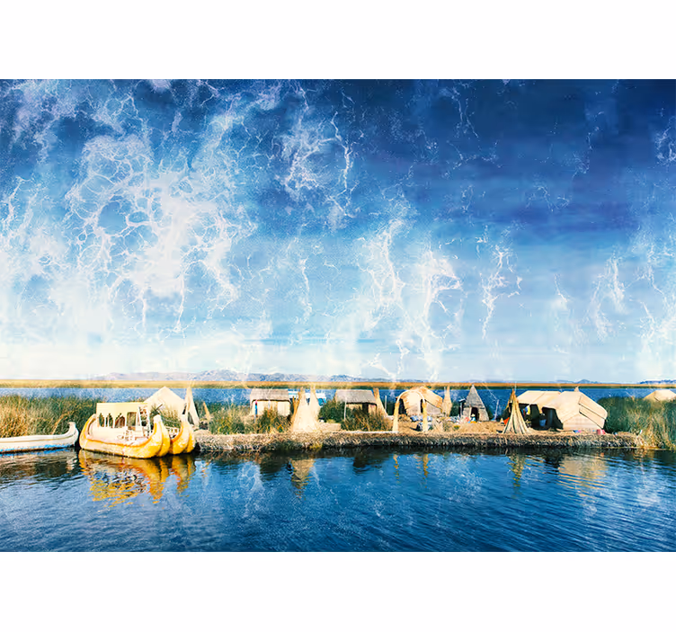 Fotobehang landschap serene waterweg uitzicht - TenStickers