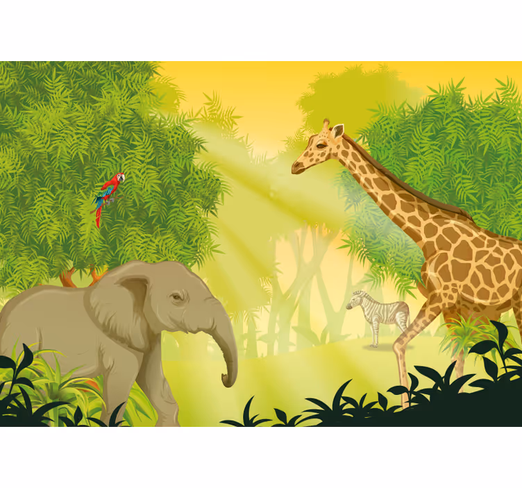 Fotobehang dieren savanne safari scene - TenStickers