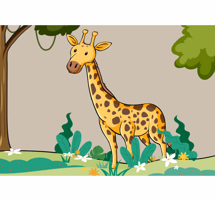 Fotobehang dieren speelse giraffe scene - TenStickers