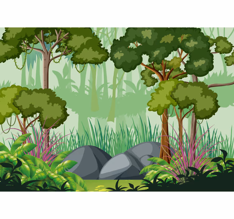Foto behang jungle levendig looflandschap - TenStickers