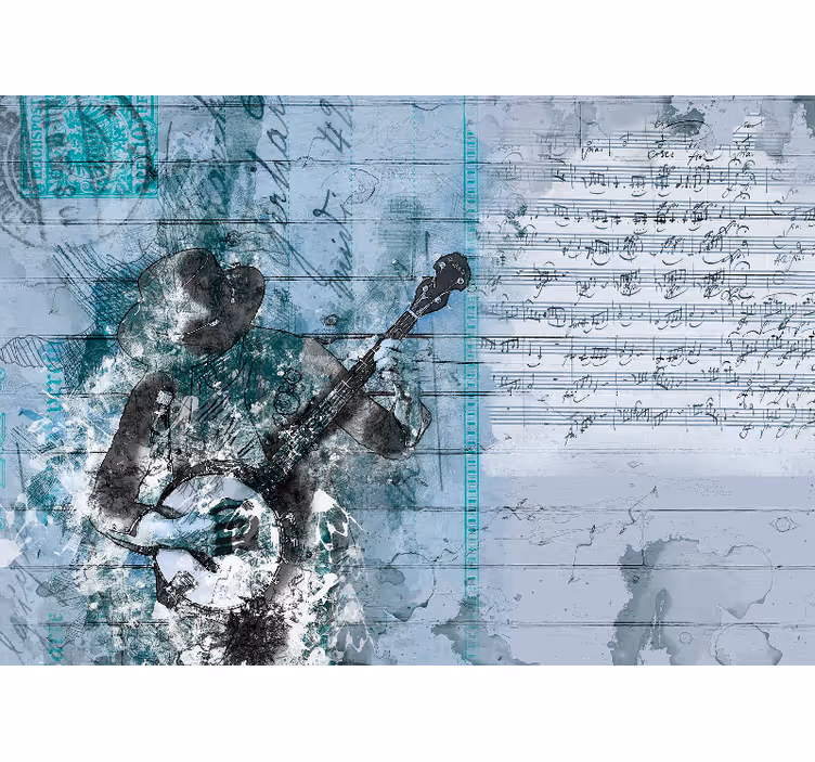 Fotobehang muziek muzikant met banjo - TenStickers