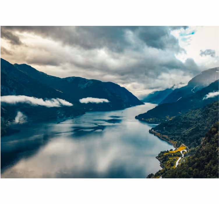 Fotobehang landschap bergmeer spiegel - TenStickers