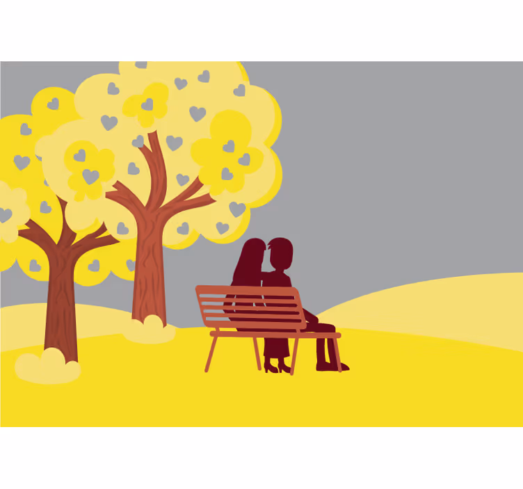Fotobehang liefde romantisch koppelsilhouet - TenStickers