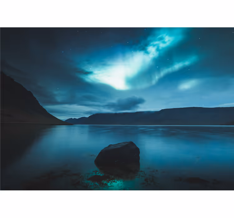 Fotobehang landschap aurora boven sereen meer - TenStickers