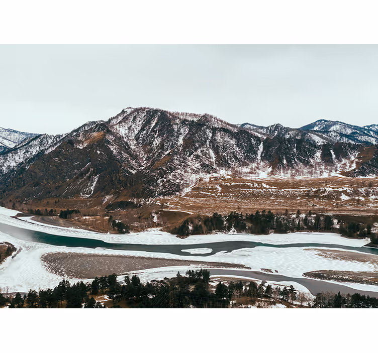Fotobehang landschap berg rivier uitzicht - TenStickers