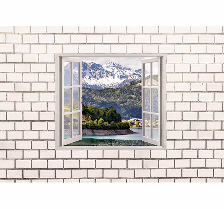 Fotobehang landschap bergzicht ontsnapping - TenStickers