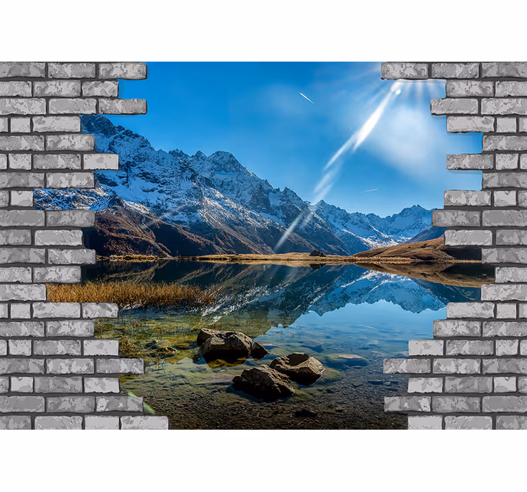 Fotobehang landschap bergecho uitzicht - TenStickers