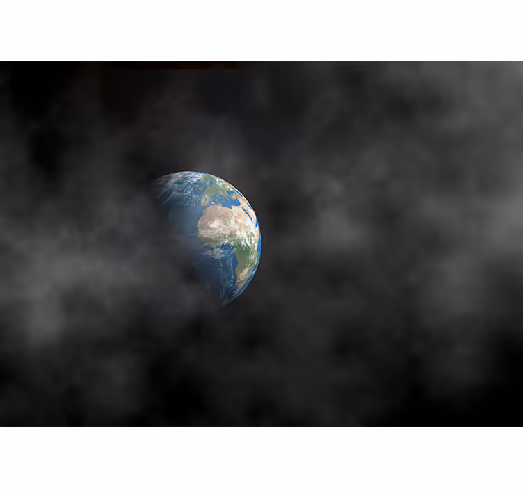 Foto behang ruimte aarde omringd door wolken - TenStickers