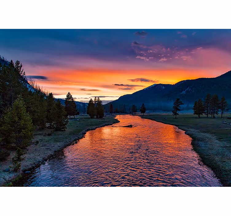 Zonsondergang rivier uitzicht fotobehang landschap - TenStickers