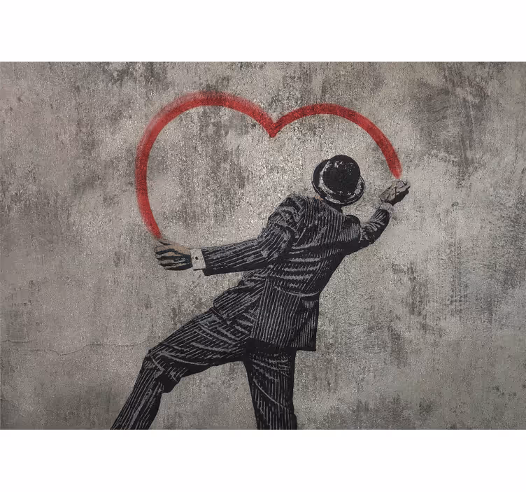Fotobehang liefde dappere gentleman tekent hart - TenStickers
