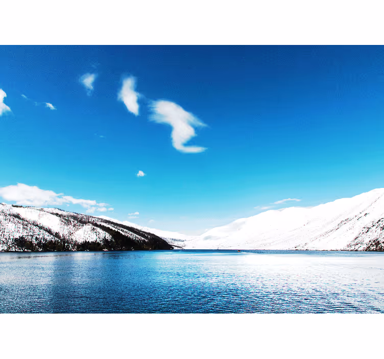 Fotobehang landschap sneeuwbedekte bergen - TenStickers