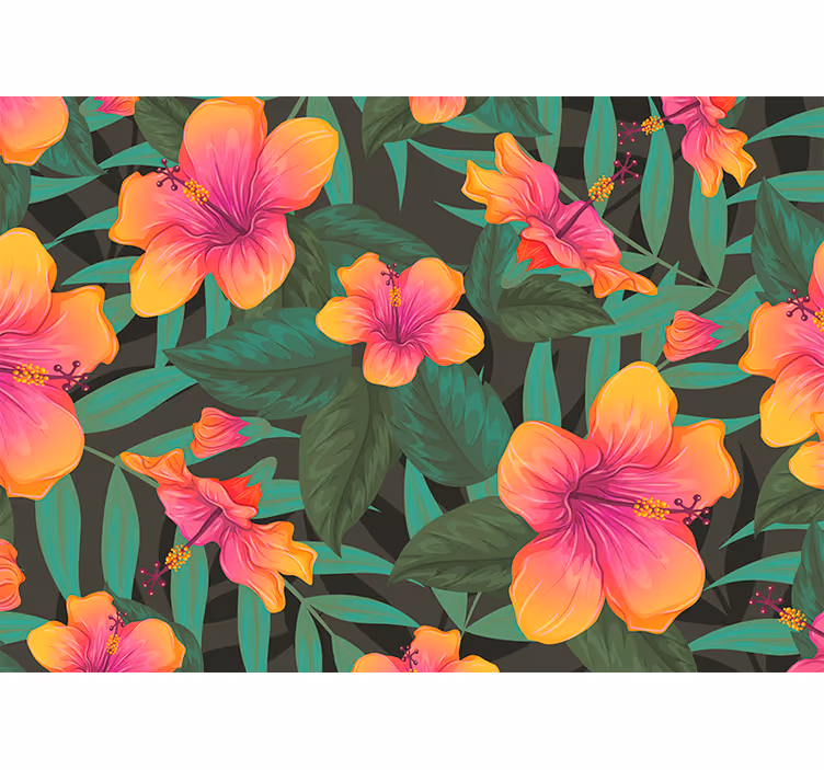 Levendige hibiscusbloemen fotobehang bloemen - TenStickers