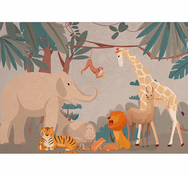 Fotobehang dieren safari dierenverzameling - TenStickers