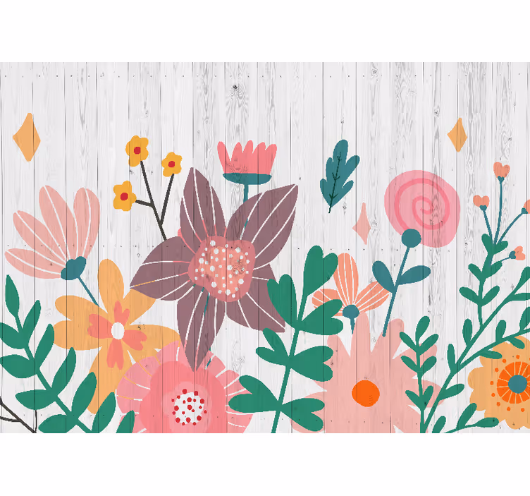 Fotobehang bloemen kleurrijke bloemenkunst - TenStickers