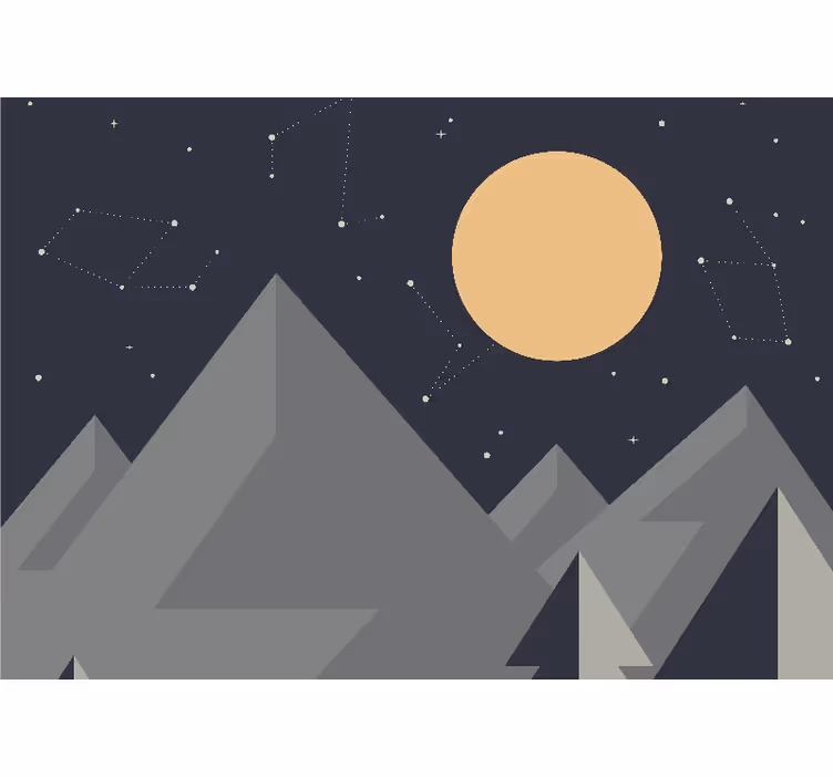 Foto behang ruimte maanverlichte bergtoppen - TenStickers